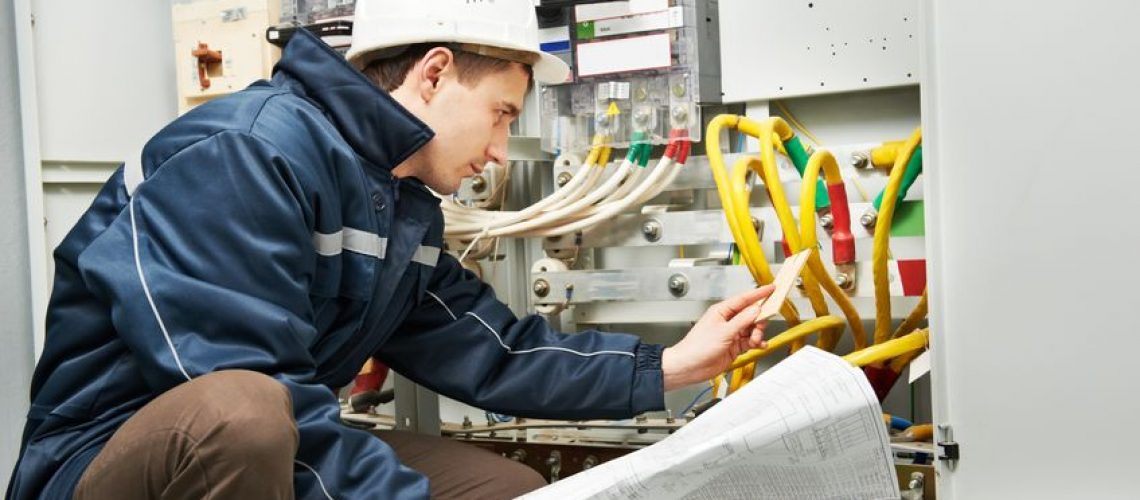 13219985 - electrician checking cabling power line